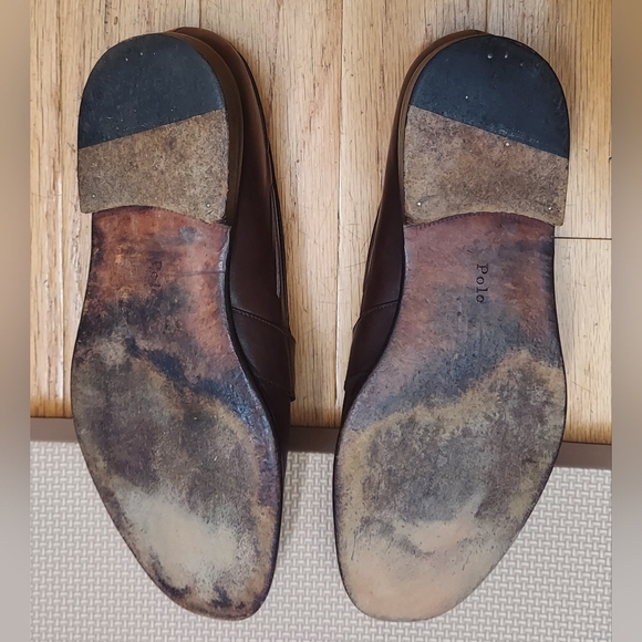 POLO RALPH LAUREN RLF 370 MEN\'S BROWN LEATHER LOAFERS SIZE 10 D MADE IN ITALY main image 13